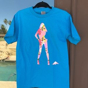 Island Snow Turquoise Blue Hawaiian Bond Girl Silhouette Tee S